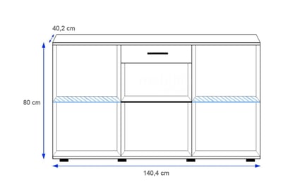 Komoda Kaja 140 cm - bílý mat / dub artisan Komoda třídveřová se zásuvkou Kaja - Bílý mat/Dub Artisan