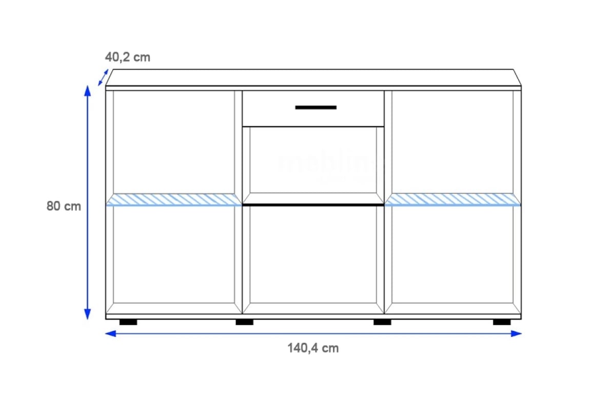 Komoda Kaja 140 cm - bílý mat / dub artisan Komoda třídveřová se zásuvkou Kaja - Bílý mat/Dub Artisan