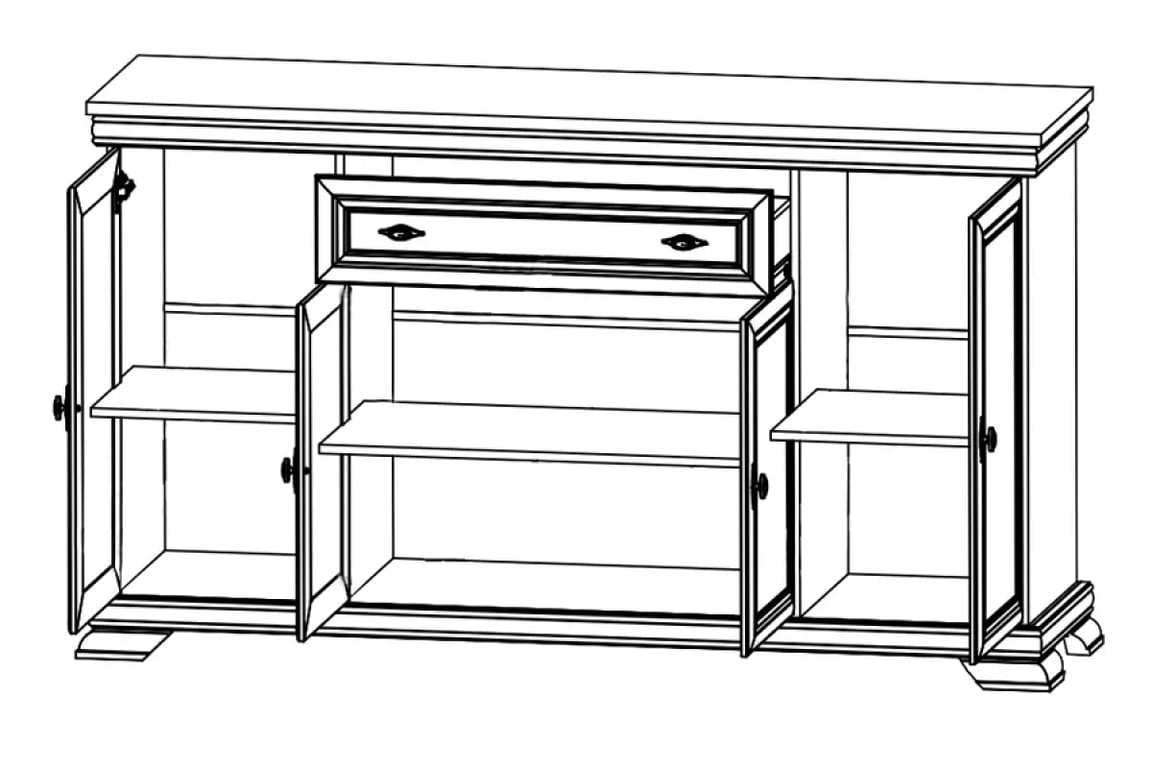 Kora 6 - Borovica andersen Komoda Kora KK4 - vnútro