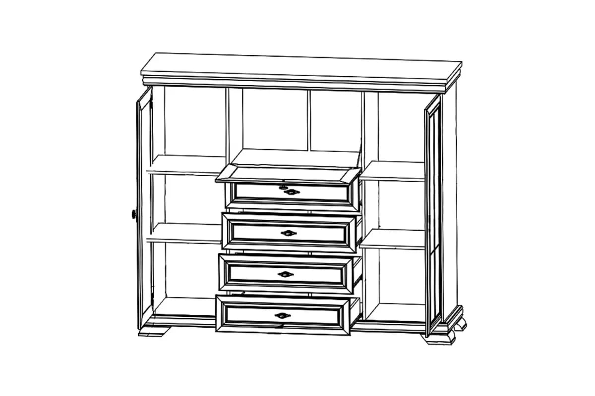Komoda se 4 zásuvkami i barkiem Kora 158 cm - samoa king Komoda kora 