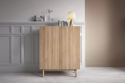 Moderní komoda Landia 97 cm dvoudveřová - dub riviera / bílý mramor Komoda Landia 97 cm dvoudveřová - dub riviera / bílá mramor