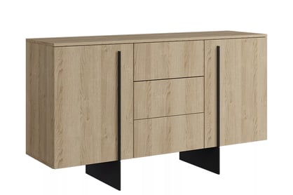 Komoda Larena 150 cm so zásuvkami - dub bisquit / čierne nožičky