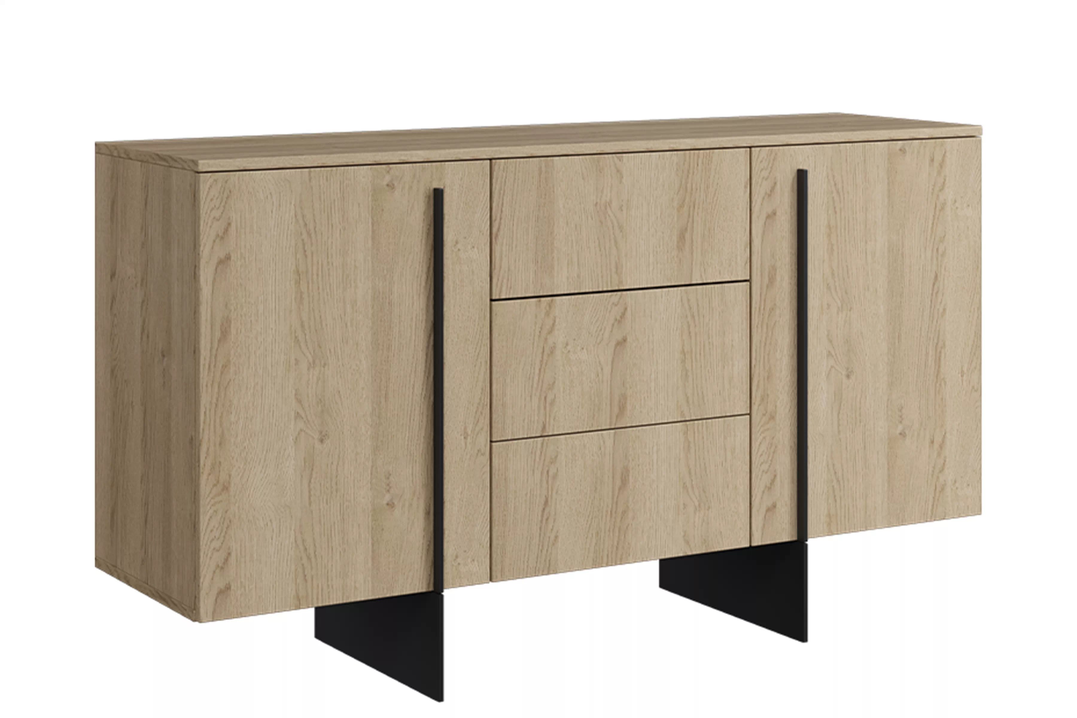 Komoda Larena 150 cm so zásuvkami - dub bisquit / čierne nožičky Komoda Larena 150 cm so zásuvkami - Dub biszkoptowy / čierny nozki - Limitowana ponuka
