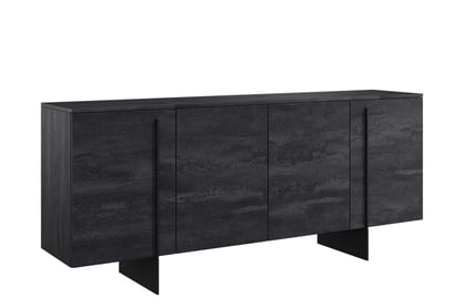 Čierna komoda Larena 200 cm so štyrmi dverami - čierny betón / čierne nožičky Komoda Larena 200 cm štvordverová - Čierny beton / čierny nozki - Limitowana ponuka