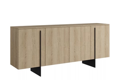 Štvor dverová komoda Larena 200 cm - biszkoptový dub / čierne nohy