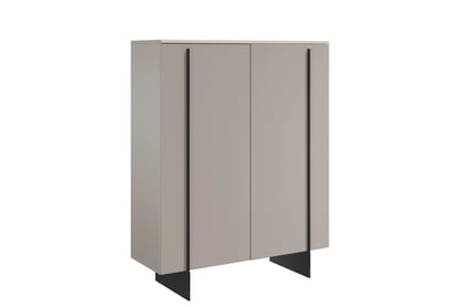 Vysoká komoda Larena 120 cm s dvoma dverami - kasmír / čierne nožičky