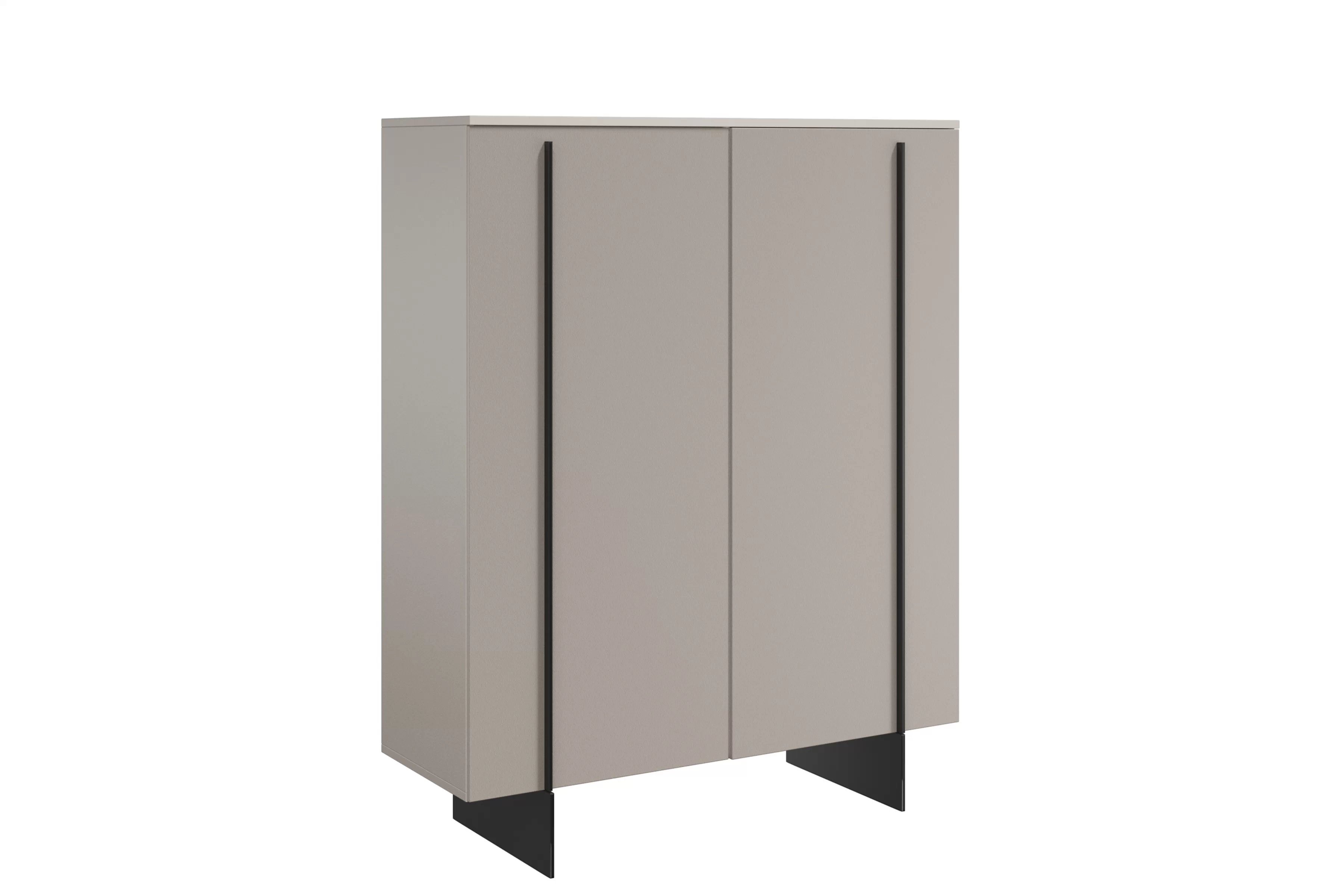 Vysoká komoda Larena 120 cm s dvoma dverami - kasmír / čierne nožičky Komoda vysoká Larena 120 cm dvojdverová - kašmír / čierny nozki