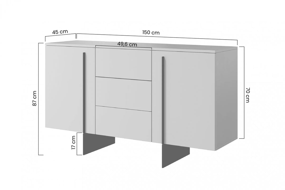 Komoda Larena se zásuvkami 150 cm - dub piškotový / černé nožky Komoda Larena