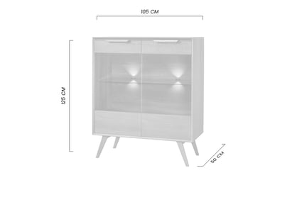 Komoda Leo 105 cm s prosklenými dvířky - dub rustikal Komoda Leo z przeszklonym frontem 105 cm - dub rustical