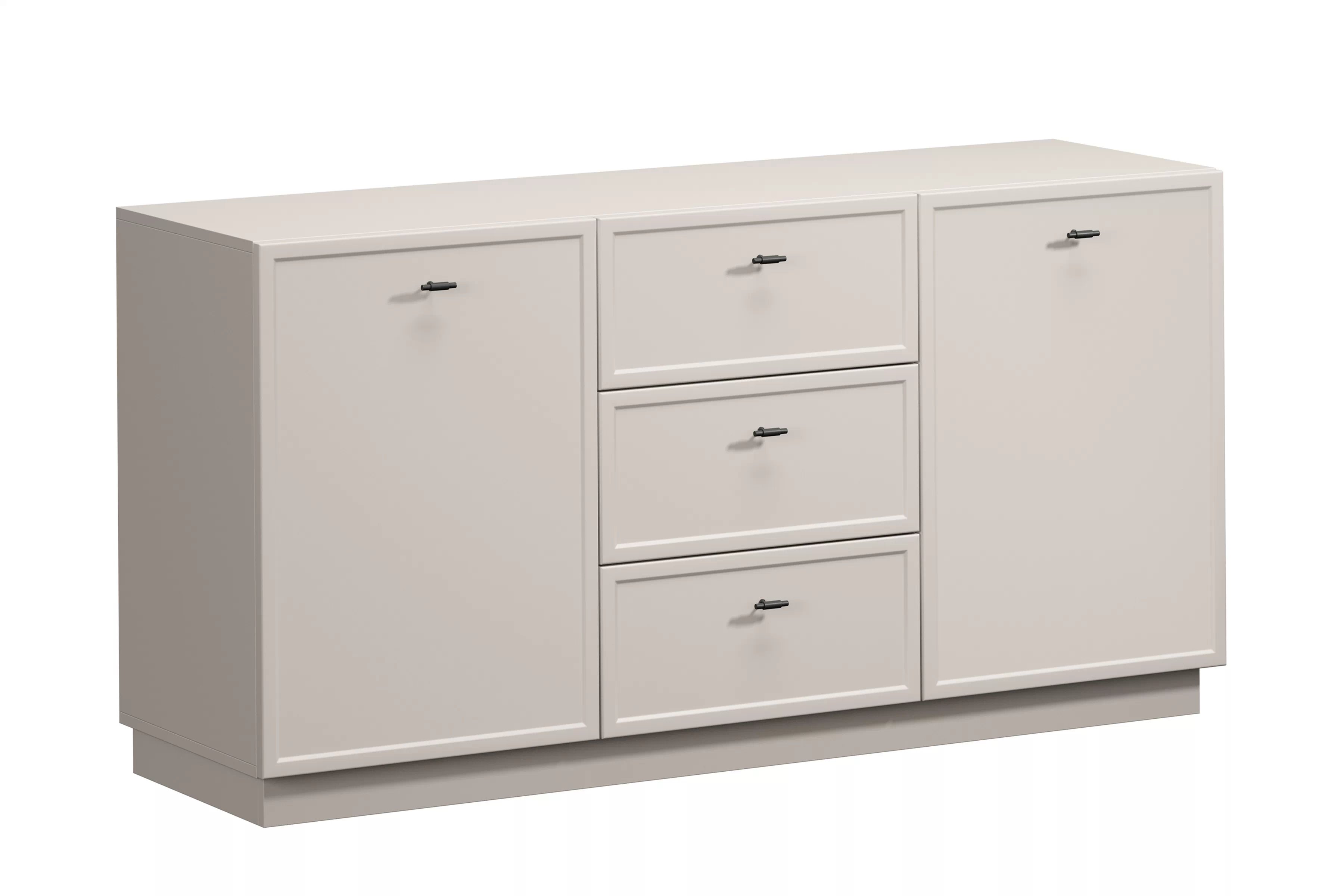 Komoda Lorini 150 cm se zásuvkami - kašmír / černé úchyty T-bar Komoda Lorini 150 cm se zásuvkami - kašmír / černá Úchytky T-bar