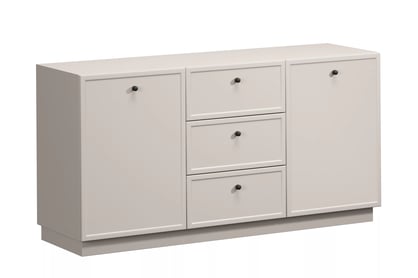 Komoda Lorini 150 cm se zásuvkami - kašmír / černé úchyty