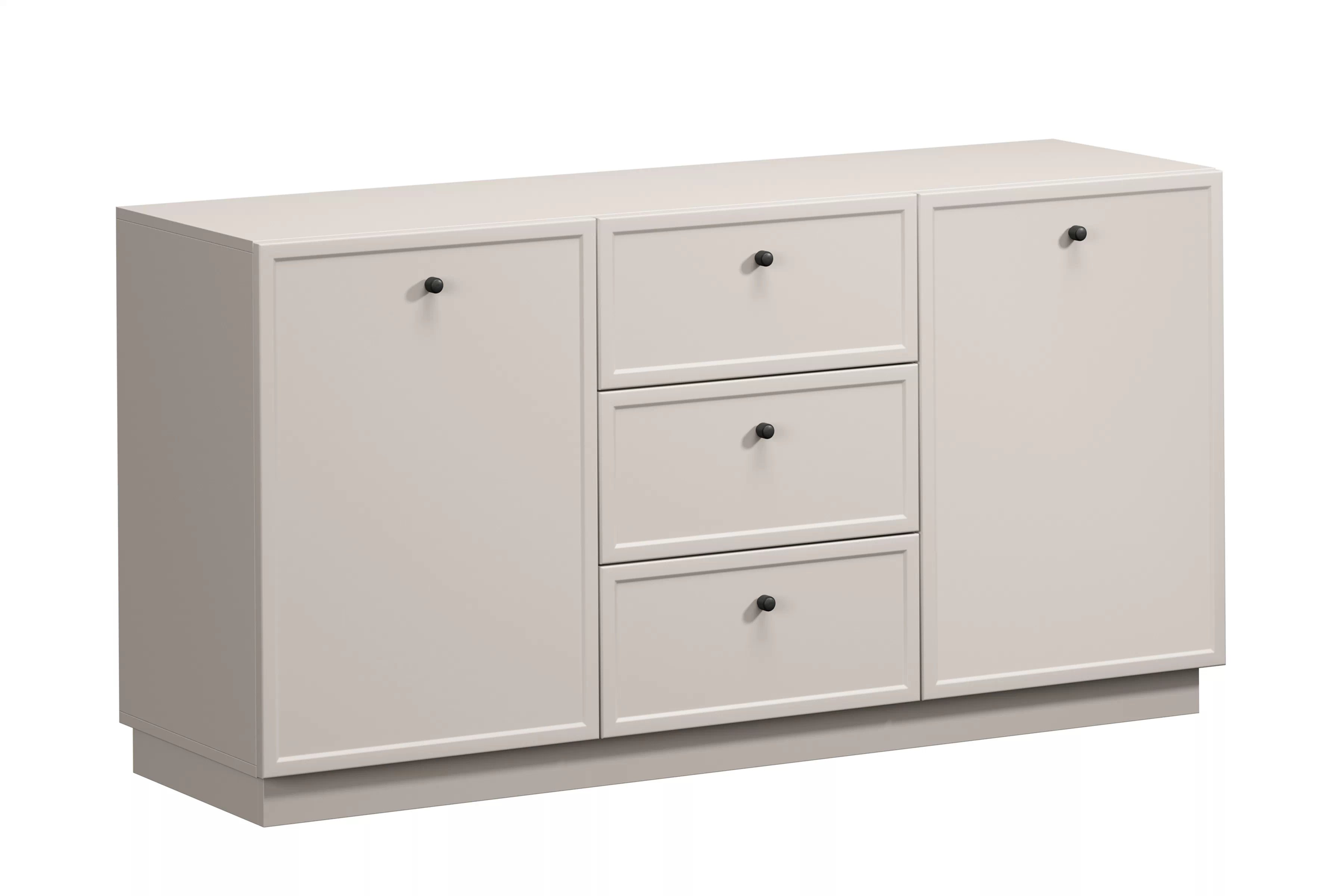 Komoda Lorini 150 cm se zásuvkami - kašmír / černé úchyty Komoda Lorini 150 cm se zásuvkami - kašmír / černá Úchytky