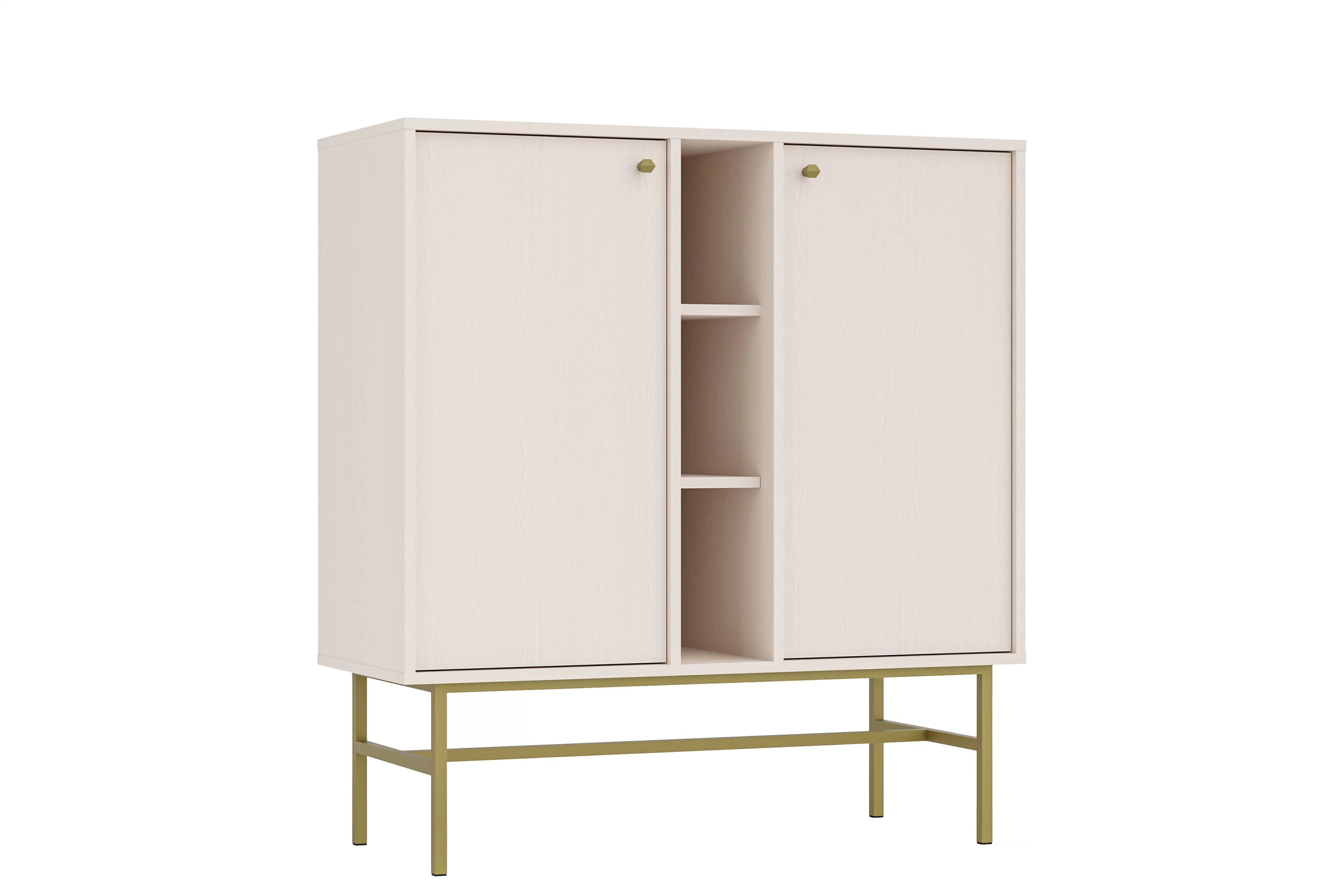 Dvojdverová komoda Lotina 100 cm s výklenkami - pieskový béžový / zlatý rám Komoda Lotina 100 cm dvojdverová z wnekami - Béžová Pieskový / zlaté Rošt