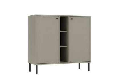 Dvojdverová komoda Lotina 100 cm s policami - eukalyptus / čierne nohy