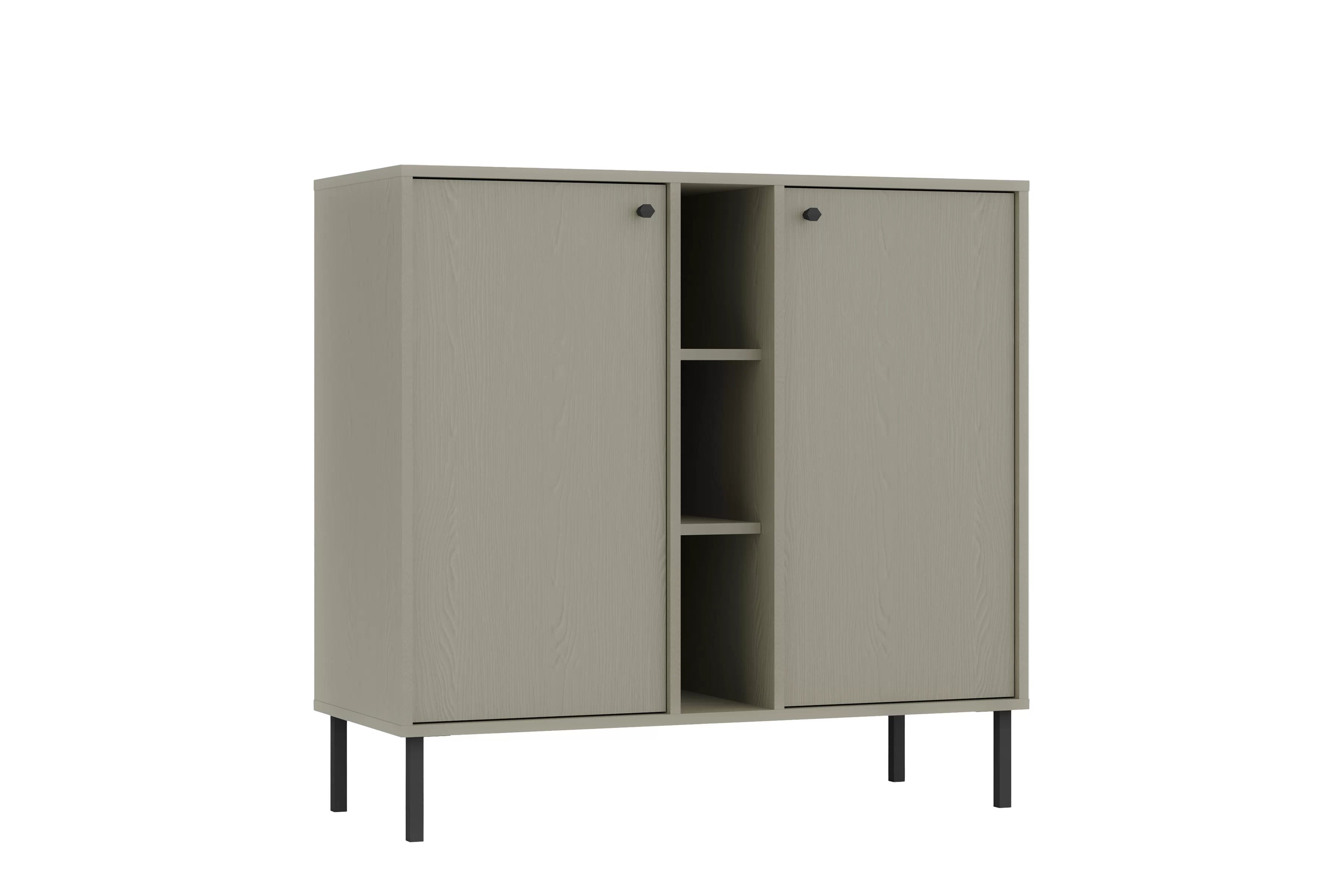 Dvojdverová komoda Lotina 100 cm s policami - eukalyptus / čierne nohy Komoda Lotina 100 cm dvojdverová z wnekami - eukaliptus / čierny nožičky