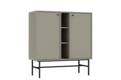 Dvojdverová komoda Lotina 100 cm s policami - eukalyptus / čierny rám