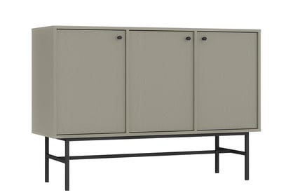 Tridverová komoda Lotina 125 cm - eukalyptus / čierny rám Komoda Lotina 125 cm trojdverová - eukaliptus / Čierny Rošt