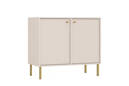 Dvojdverová komoda Lotina 84 cm - pieskový béžový / zlaté nohy