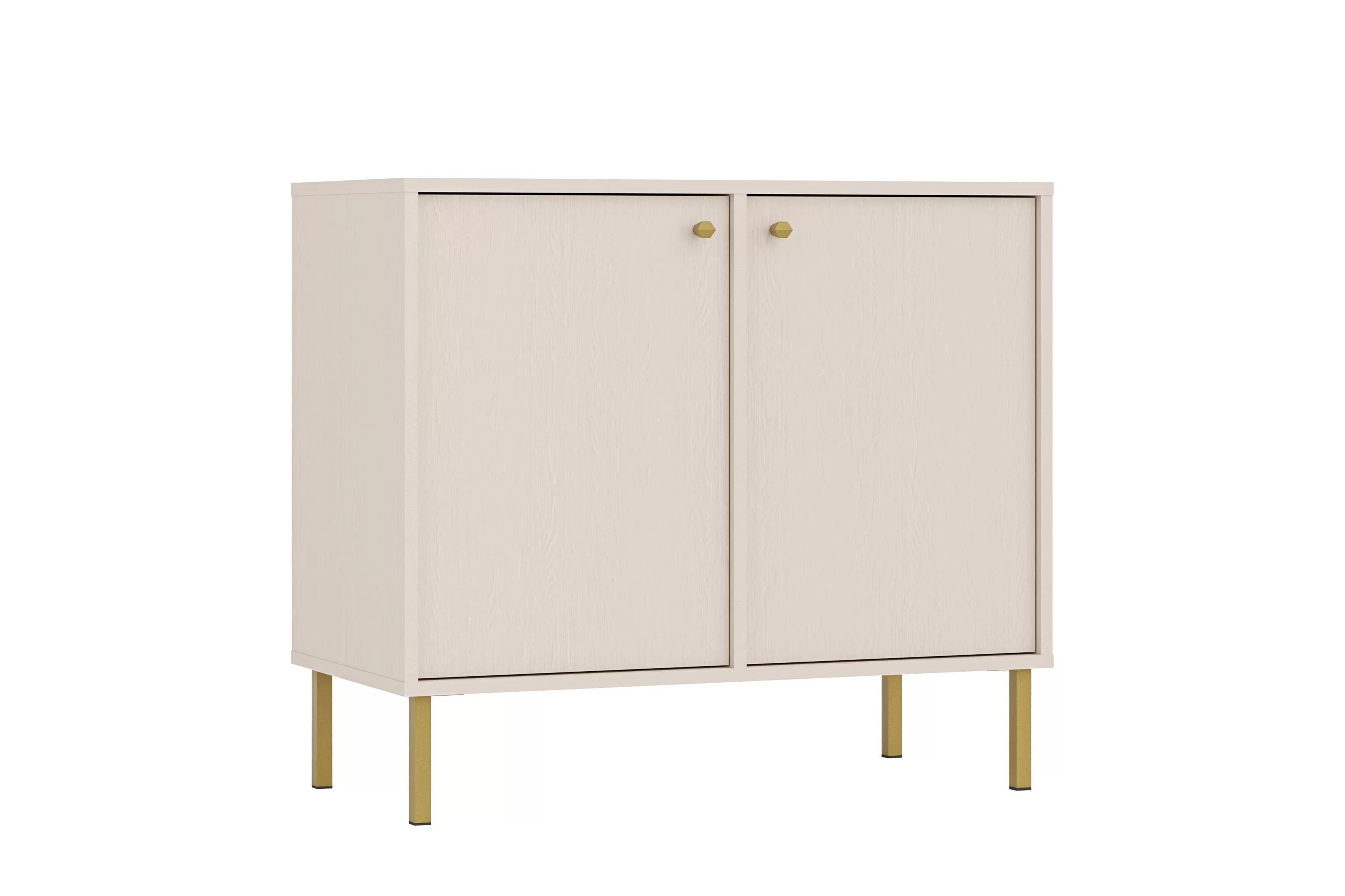 Dvojdverová komoda Lotina 84 cm - pieskový béžový / zlaté nohy Komoda Lotina 84 cm dvojdverová - Béžová Pieskový / zlote nožičky