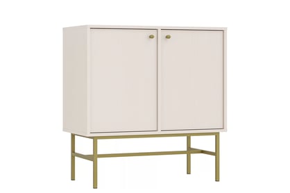 Dvojdverová komoda Lotina 84 cm - pieskový béžový / zlatý rám