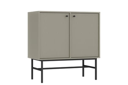 Dvojdverová komoda Lotina 84 cm - eukalyptus / čierny rám