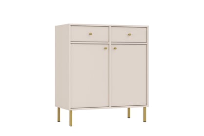 Dvojdverová komoda Lotina 84 cm so zásuvkami - pieskový béžový / zlaté nohy