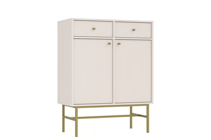 Dvojdverová komoda Lotina 84 cm so zásuvkami - pieskový béžový / zlatý rám Komoda Lotina 84 cm dvojdverová so zásuvkami - Béžová Pieskový / zlaté Rošt