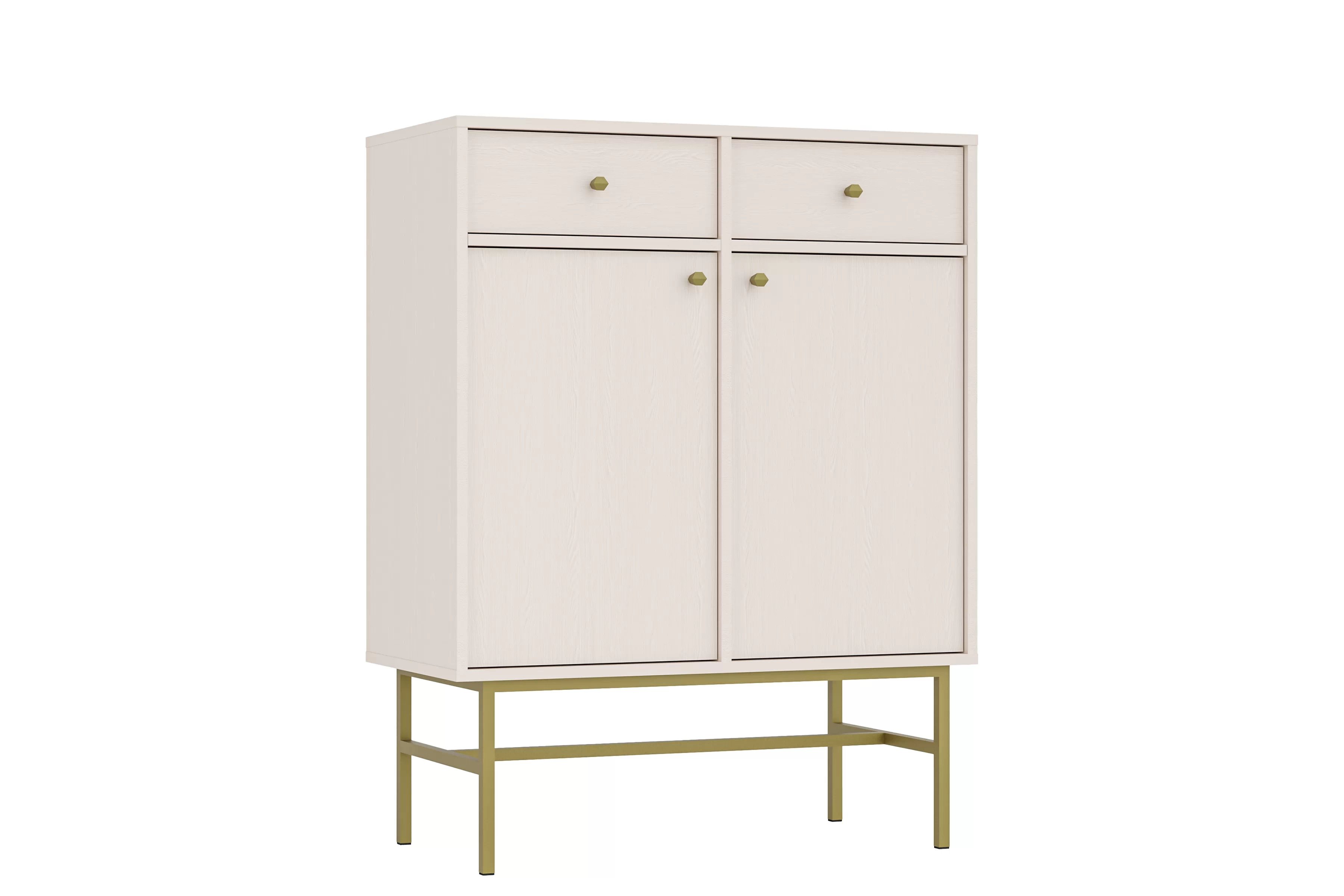 Dvojdverová komoda Lotina 84 cm so zásuvkami - pieskový béžový / zlatý rám Komoda Lotina 84 cm dvojdverová so zásuvkami - Béžová Pieskový / zlaté Rošt