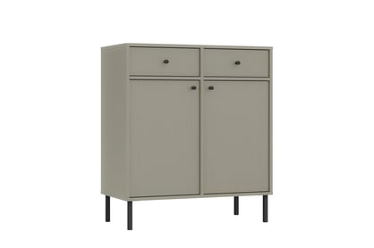 Dvojdverová komoda Lotina 84 cm so zásuvkami - eukalyptus / čierne nohy