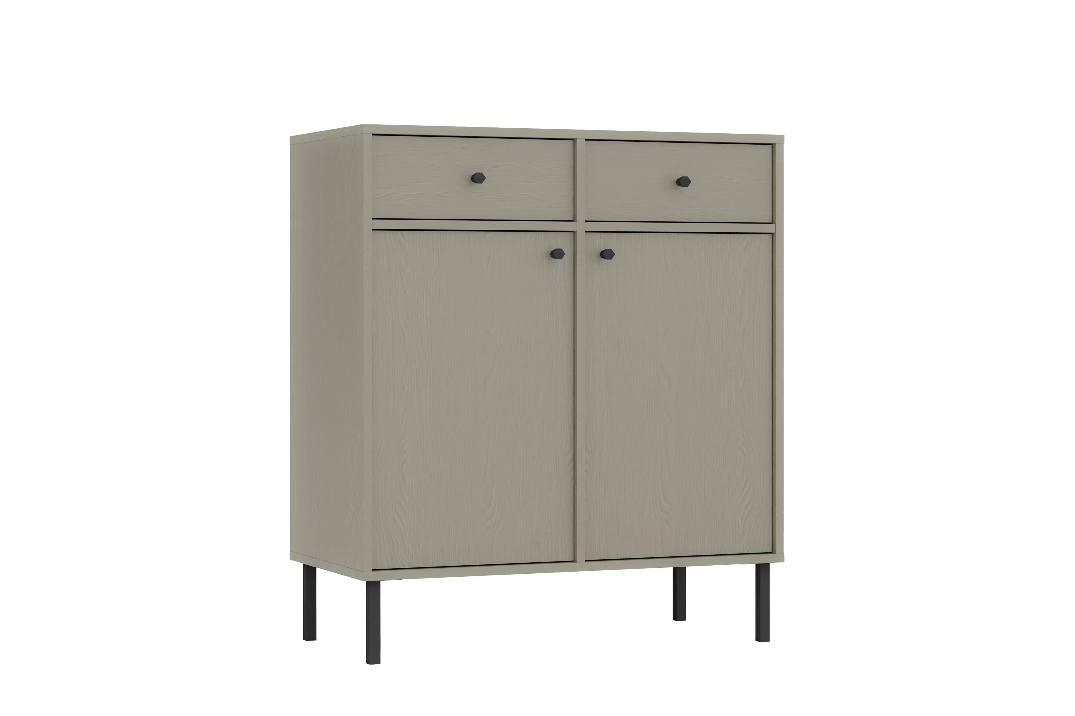 Dvojdverová komoda Lotina 84 cm so zásuvkami - eukalyptus / čierne nohy Komoda Lotina 84 cm dvojdverová so zásuvkami - eukaliptus / čierny nožičky