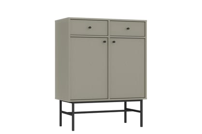 Dvojdverová komoda Lotina 84 cm so zásuvkami - eukalyptus / čierny rám