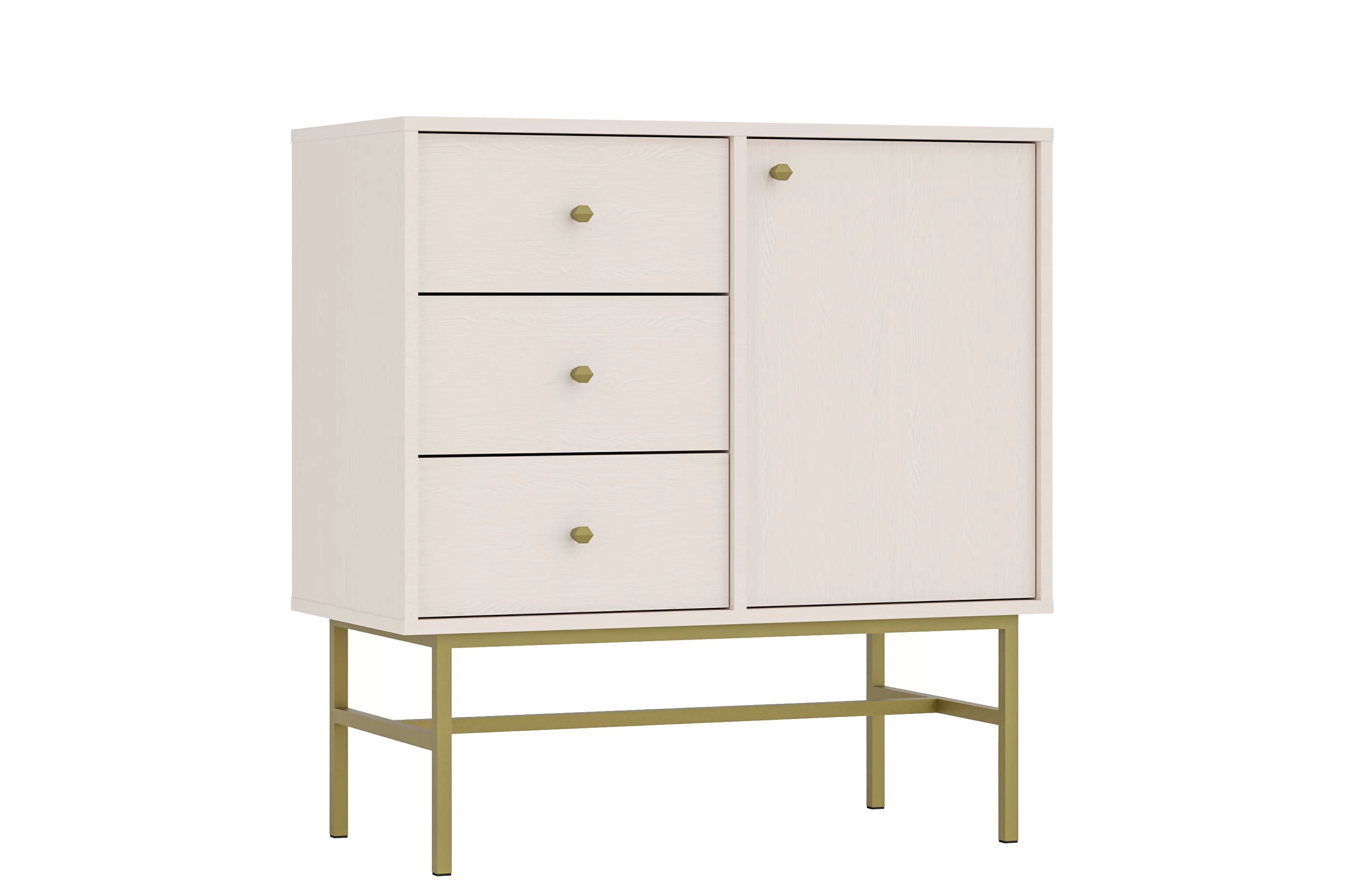Jednodverová komoda Lotina 84 cm so zásuvkami - pieskový béžový / zlatý rám Komoda Lotina 84 cm jednodverová so zásuvkami - Béžová Pieskový / zlaté Rošt
