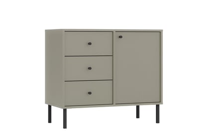 Jednodverová komoda Lotina 84 cm so zásuvkami - eukalyptus / čierne nohy