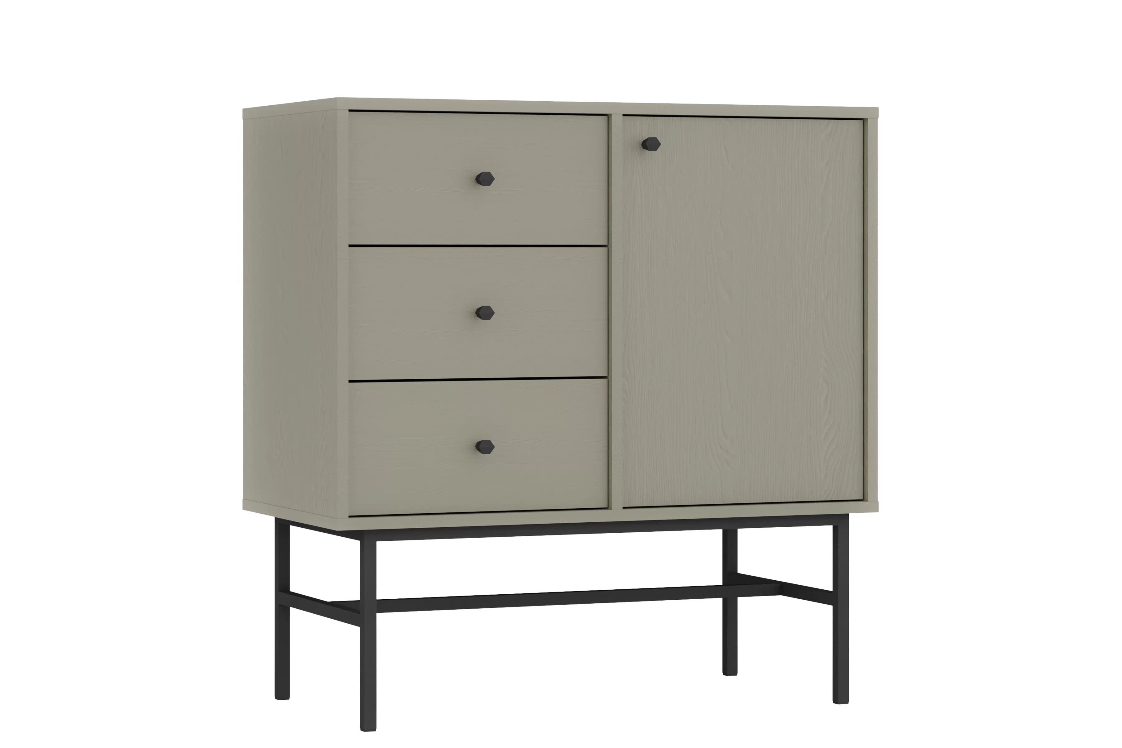 Jednodverová komoda Lotina 84 cm so zásuvkami - eukalyptus / čierny rám Komoda Lotina 84 cm jednodverová so zásuvkami - eukaliptus / Čierny Rošt