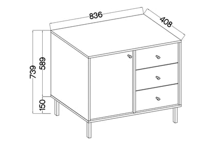 Komoda Lotina II 84 cm 1F3S se zásuvkami - eukalyptus / černé nožky Komoda Lotina II 1F3S se zásuvkami 84 cm - eukaliptus / černá Nohy