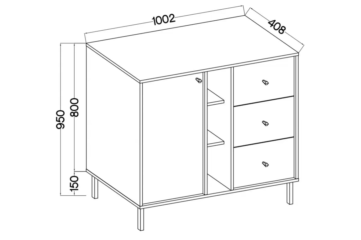 Komoda Lotina II 1F3S so zásuvkami 100 cm - eukalyptus / čierny nožičky Komoda Lotina II 1F3S so zásuvkami 100 cm - eukaliptus / čierny nožičky