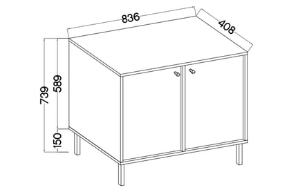 Komoda Lotina II 84 cm 2F - písková béžová / zlaté nožky Komoda Lotina II 2F - 84 cm - béžová Pískový / zlaté Nohy