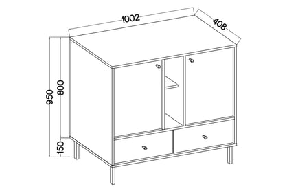 Komoda Lotina II 100 cm 2F3S se zásuvkami - eukalyptus / černé nožky Komoda Lotina II 2F3S se zásuvkami 100 cm - eukaliptus / černá Nohy