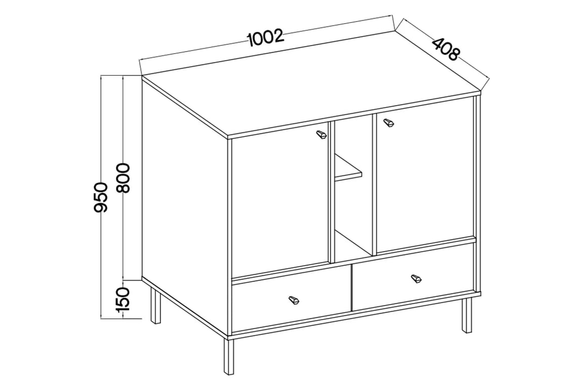 Komoda Lotina II 100 cm 2F3S se zásuvkami - eukalyptus / černé nožky Komoda Lotina II 2F3S se zásuvkami 100 cm - eukaliptus / černá Nohy