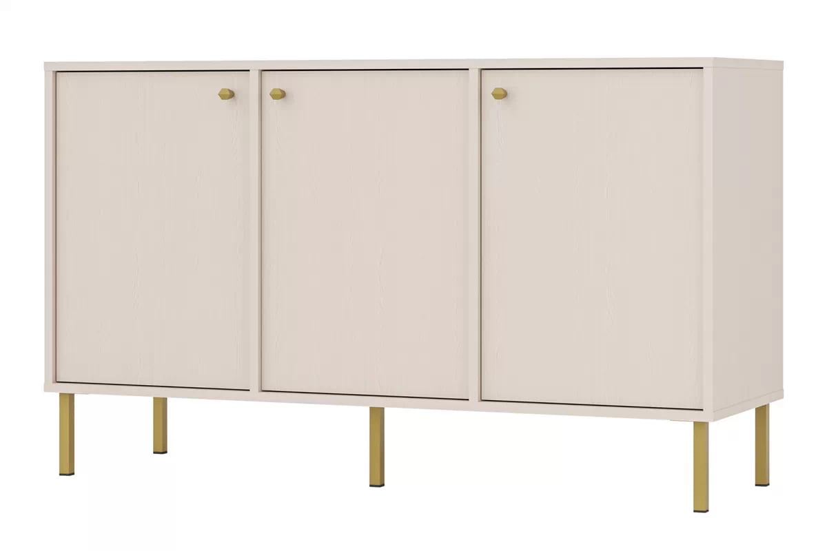 Komoda Lotina II 3F - 125 cm - Béžová Pieskový / zlaté nožičky Komoda Lotina II 3F - 125 cm - Béžová Pieskový / zlote nožičky