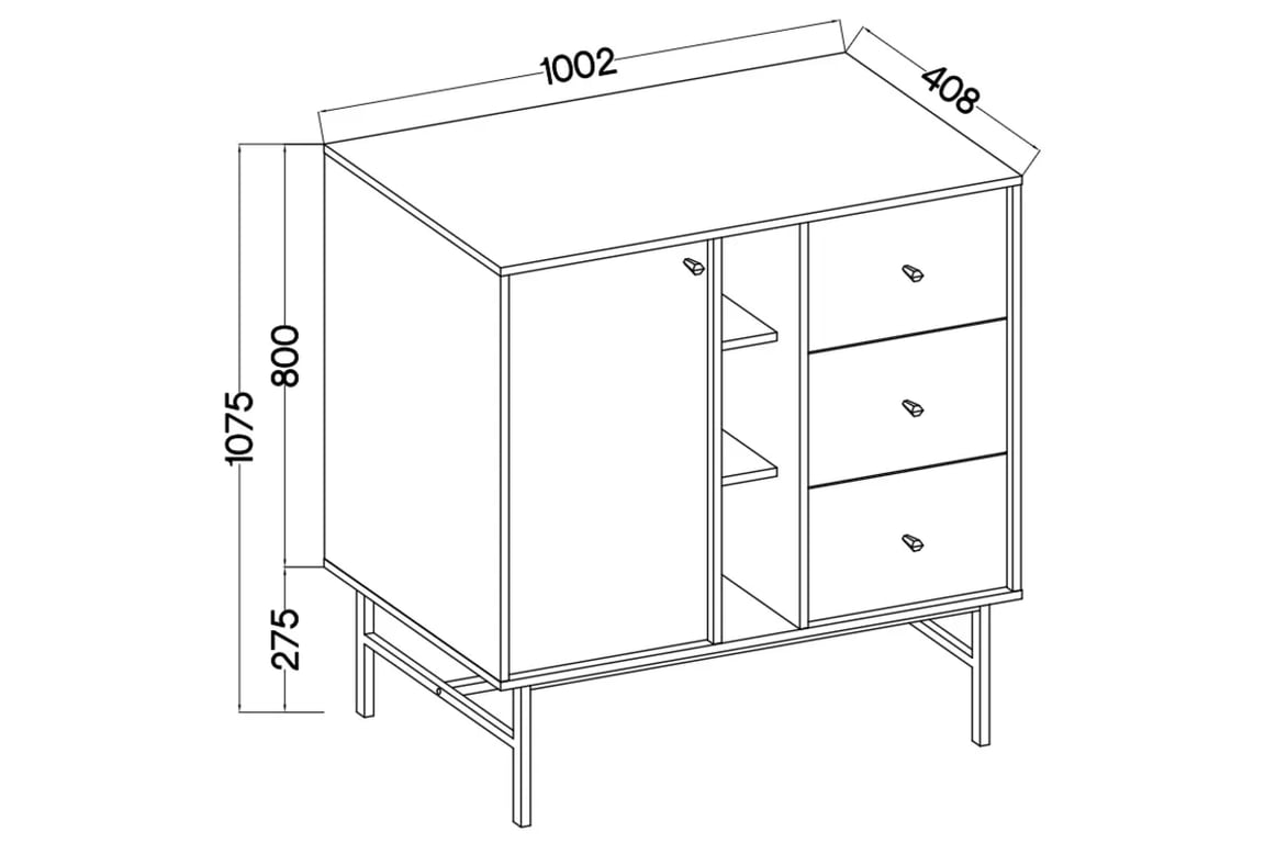 Komoda Lotina III 100 cm 1F3S se zásuvkami - eukalyptus / černé nožky Komoda Lotina III 1F3S se zásuvkami 100 cm - eukaliptus / černá Nohy