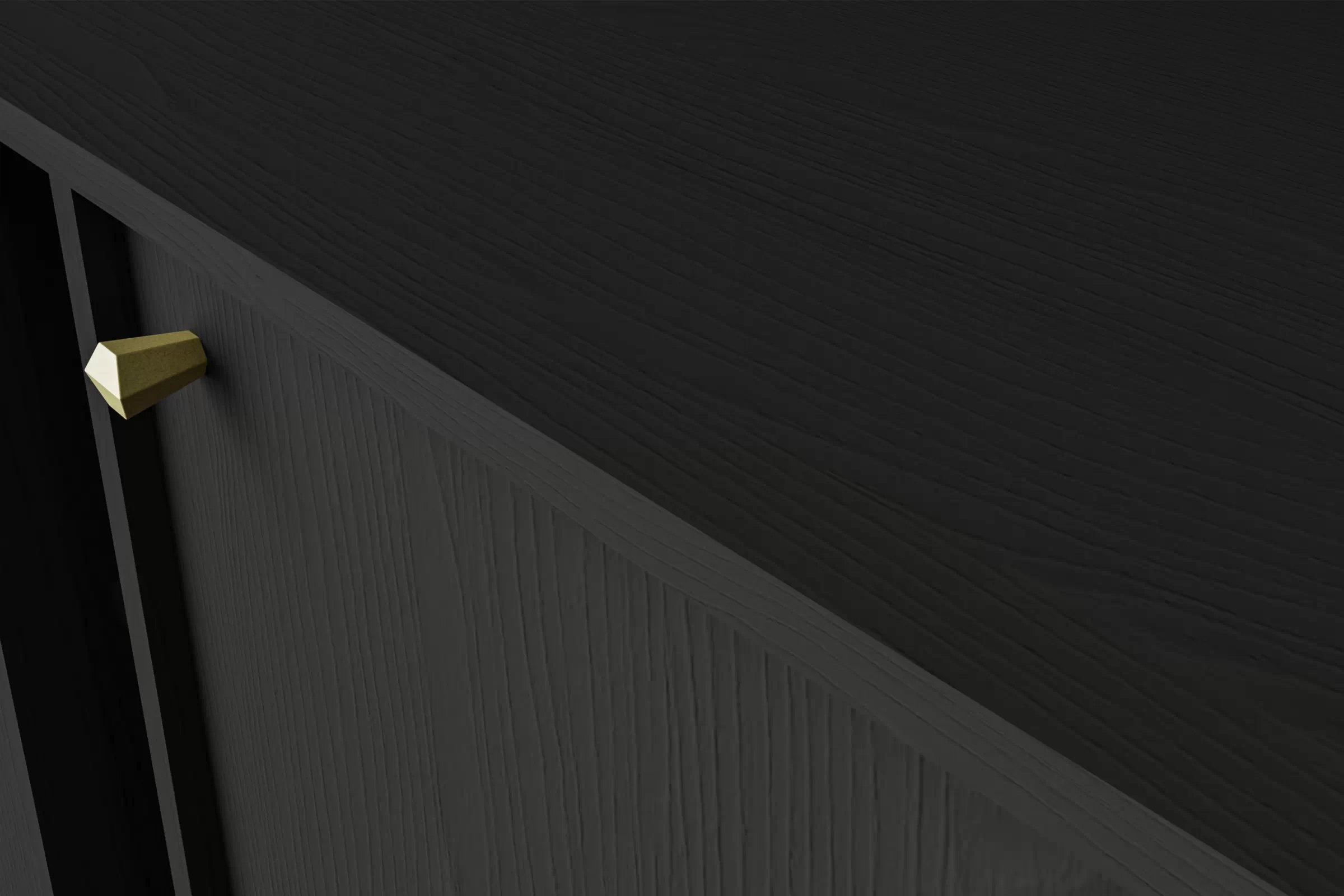 Komoda Lotina III 2F - 84 cm - čierny grafit / zlaté nožičky Komoda Lotina III 2F - 84 cm - Čierny grafit / zlote nožičky