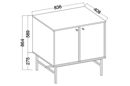 Komoda Lotina III 84 cm 2F - eukalyptus / černé nožky Komoda Lotina III 2F - 84 cm - eukaliptus / černá Nohy