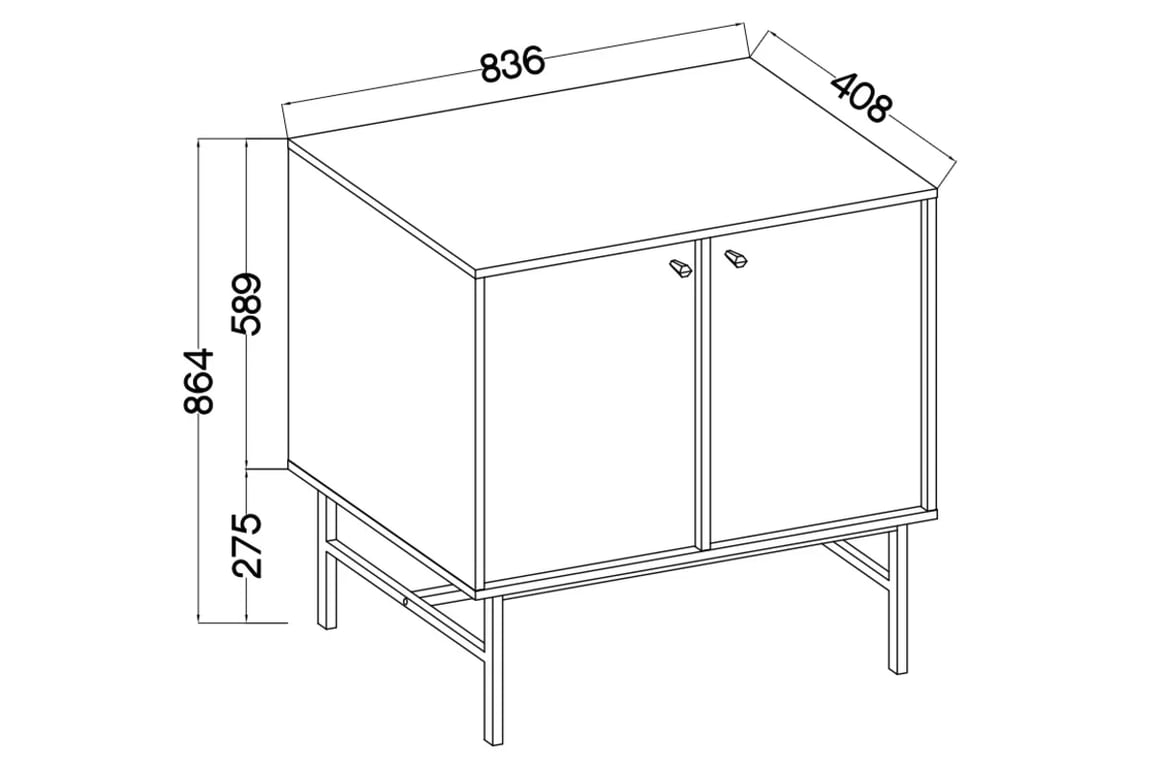 Komoda Lotina III 84 cm 2F - eukalyptus / černé nožky Komoda Lotina III 2F - 84 cm - eukaliptus / černá Nohy