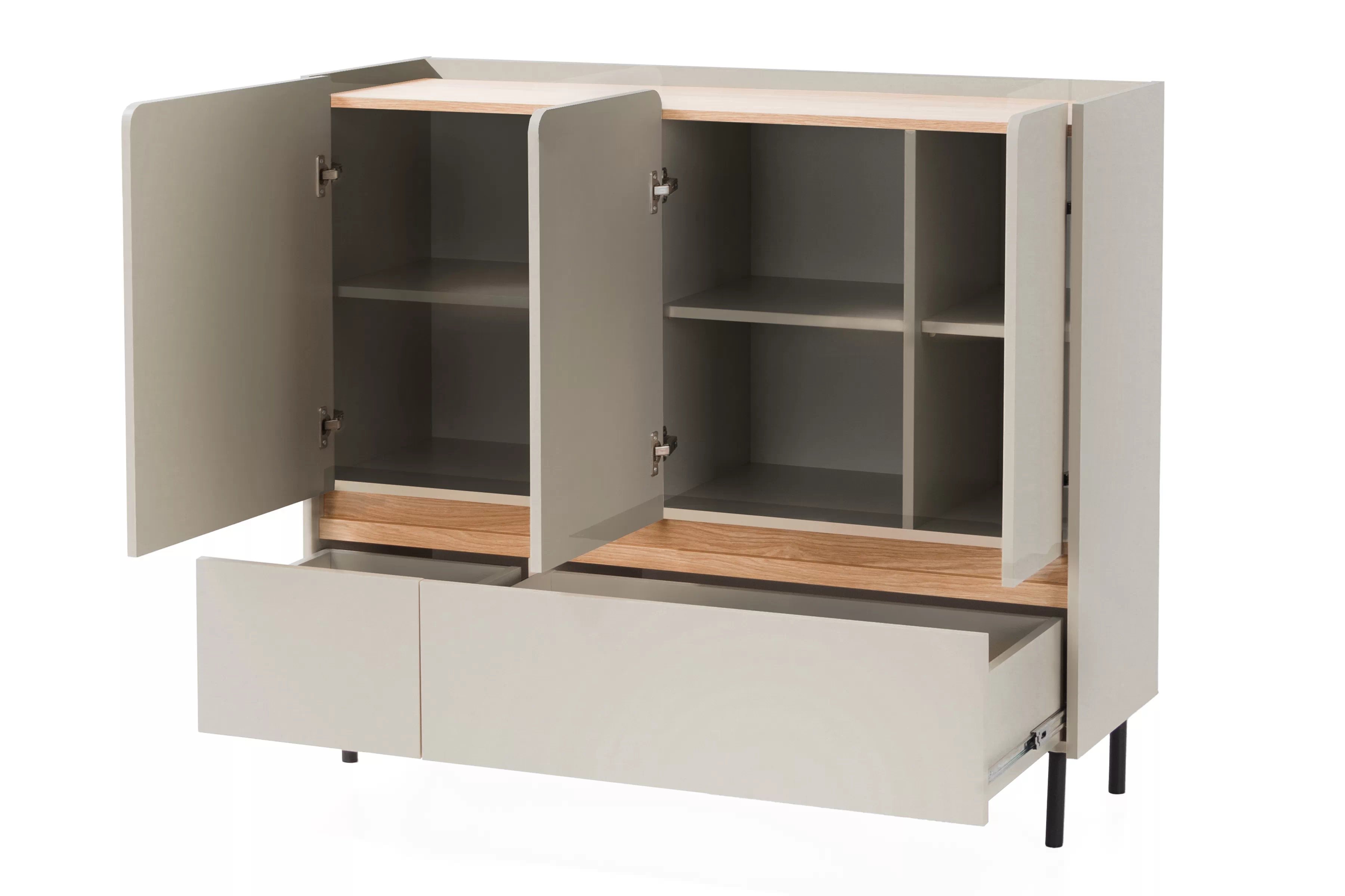 Komoda Luca 120 cm - béžová / dub olejovaný Komoda Luca 8 so zásuvkami 120 cm - bez Pieskový / Dub olejowany