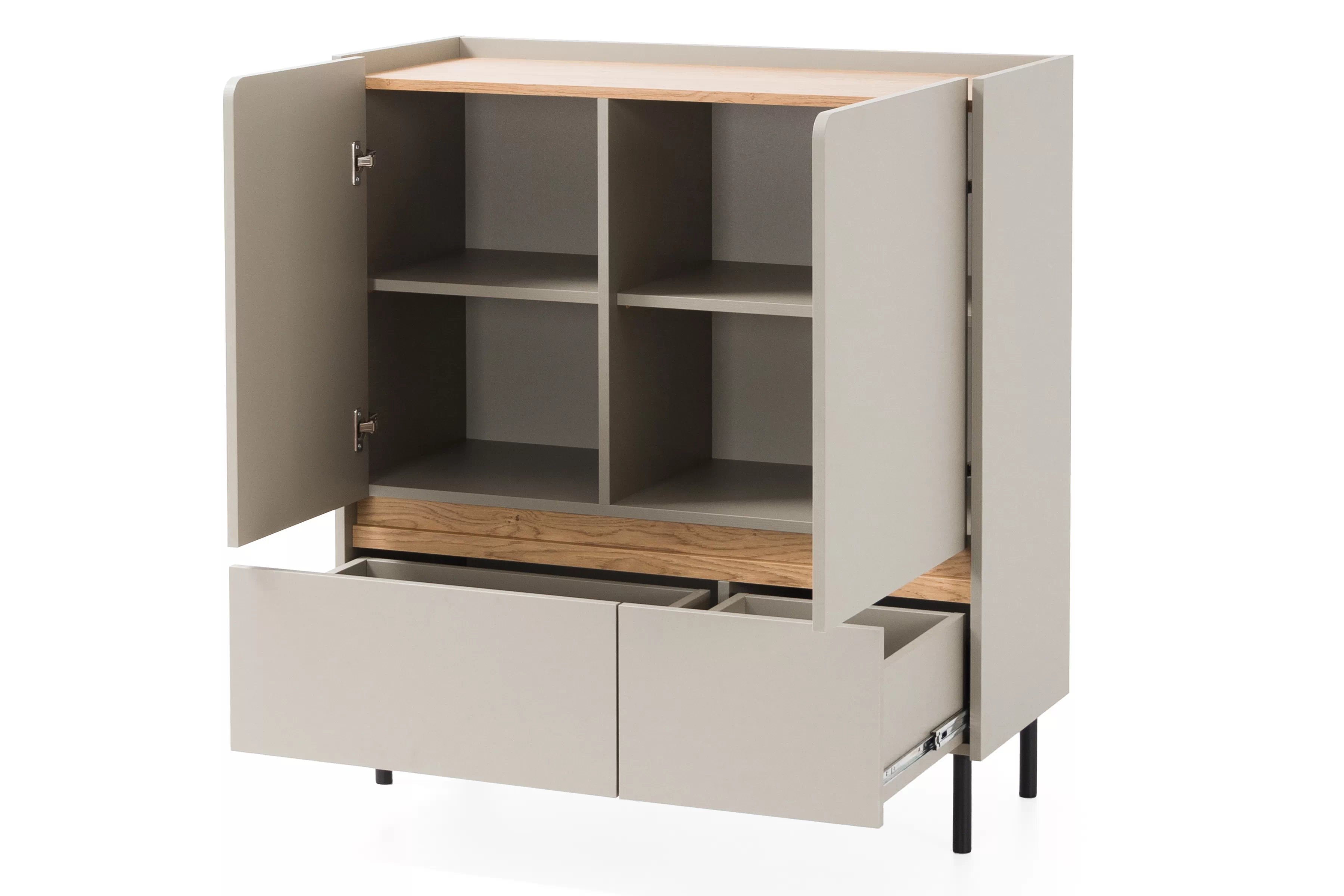 Komoda Luca 95 cm - béžová / dub olejovaný Komoda Luca 9 so zásuvkami 95 cm - bez Pieskový / Dub olejowany