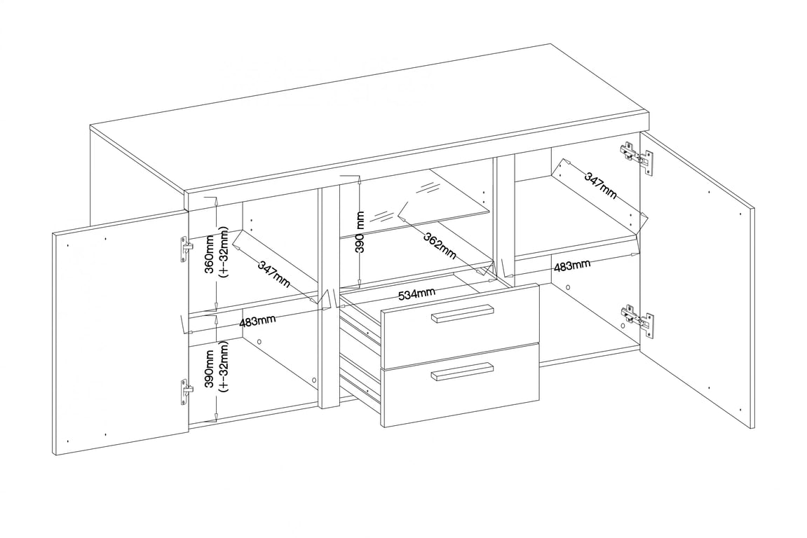 Komoda Luiza 2F 2S - bílý mat Komoda Rumba 2F2S se zásuvkami 157 cm - bílý mat