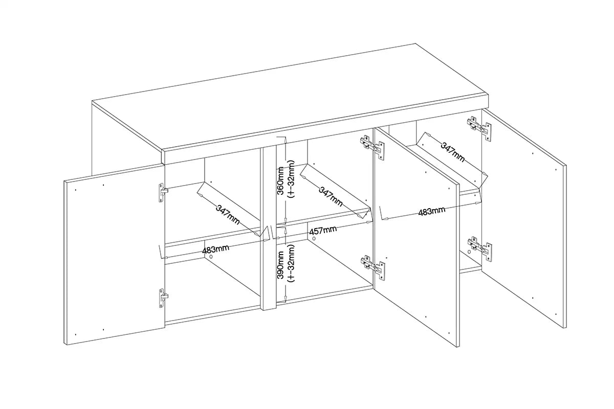 Komoda Luiza 3F - dub sonoma - 149 cm Vnútro komody