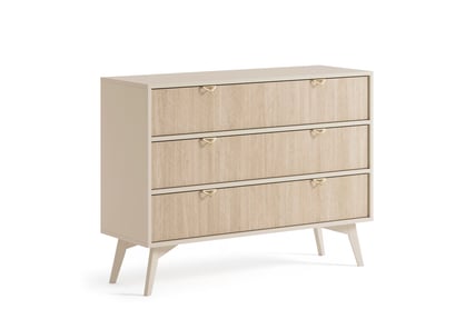 Piesková komoda Lumira 106 cm s tromi zásuvkami - škandinávsky vzor