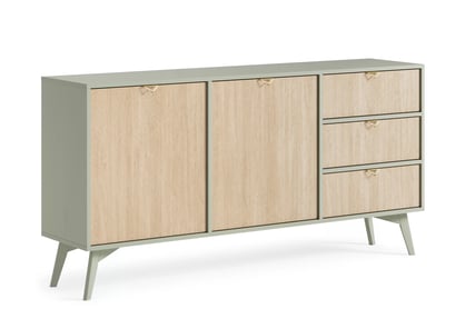 Dvojdverová komoda Lumira 158 cm so zásuvkami - eukalyptus / škandinávska ryha